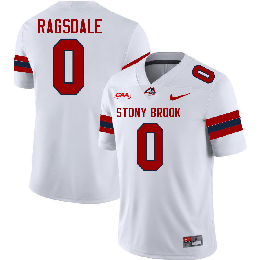 Stony Brook Seawolves #0 Ikaika Ragsdale College Football Jerseys,Uniforms-White